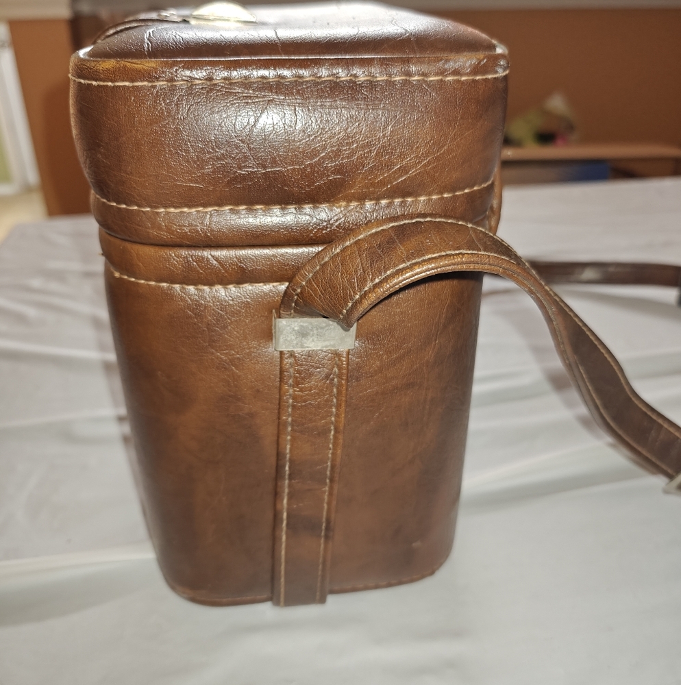 Vintage Brown Faux Leather Case with Buckle Strap Camera  Storage Case - Picture 3 of 15